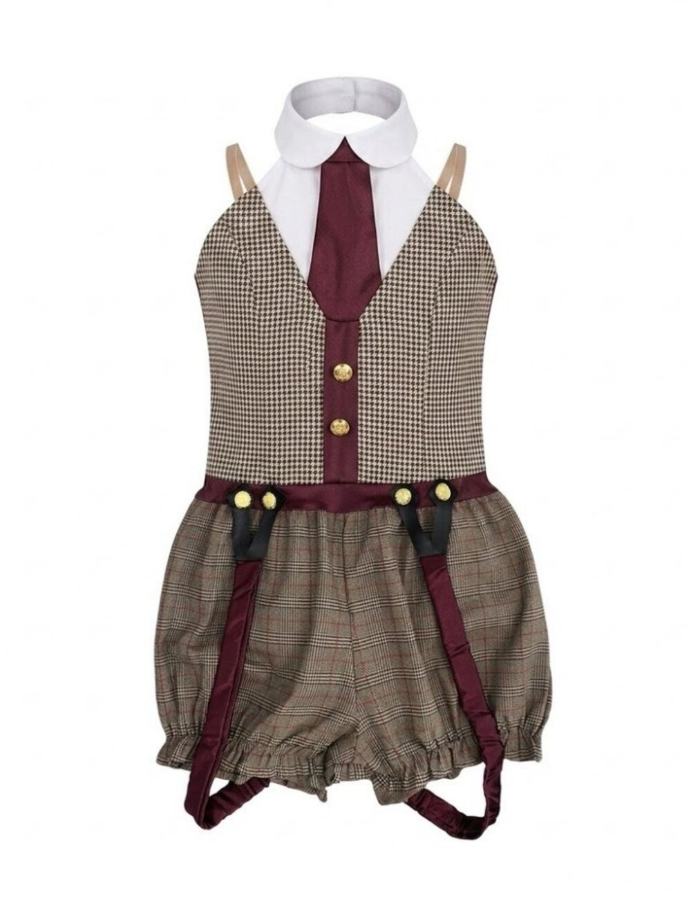 Weissman King Of New York Plaid Newsie Dance Costume Biketard Romper GirlsSize L